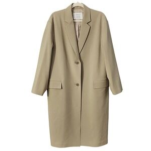 URAGO Seoul Designed Long Lined Overcoat Women's Khaki Beige Coat, Free Size